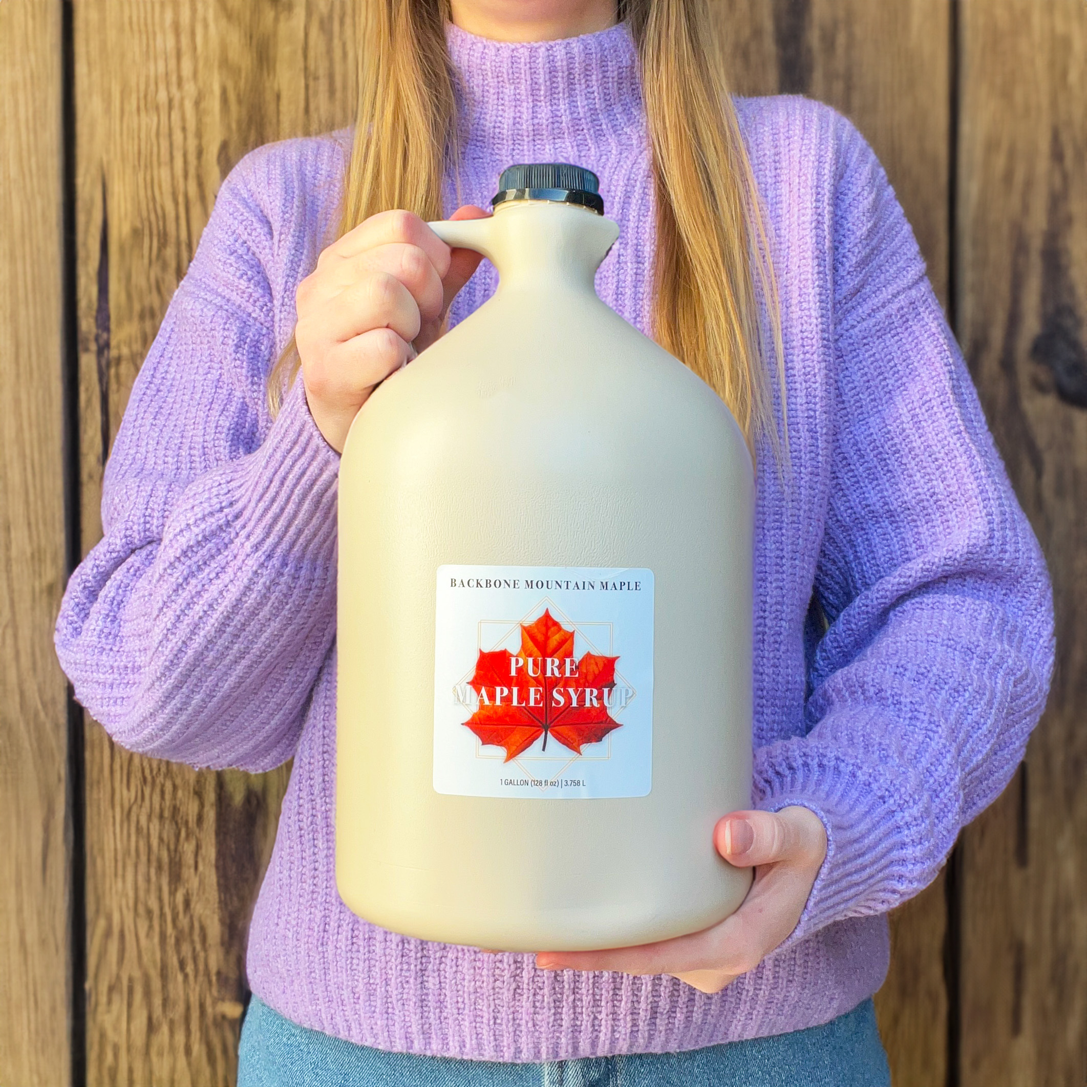 maple syrup with wood background